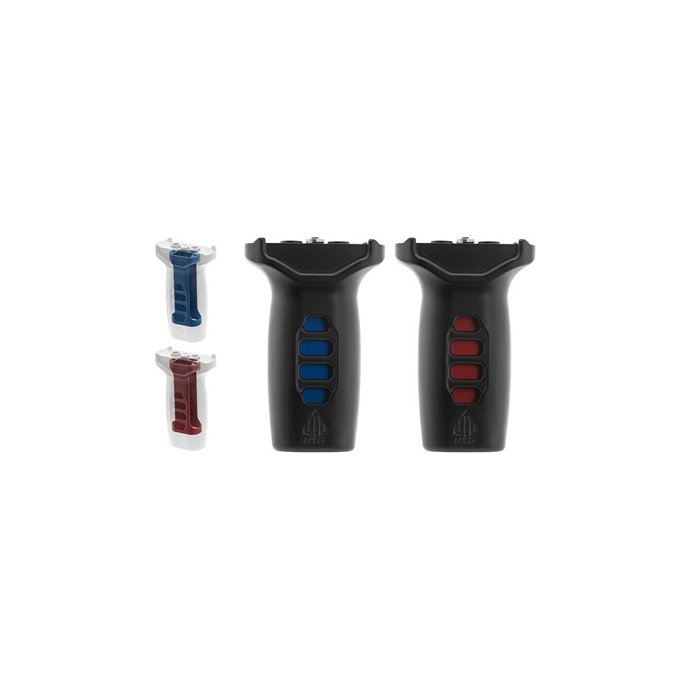 Grip Super slim Keymod avec inserts rouge et bleu 