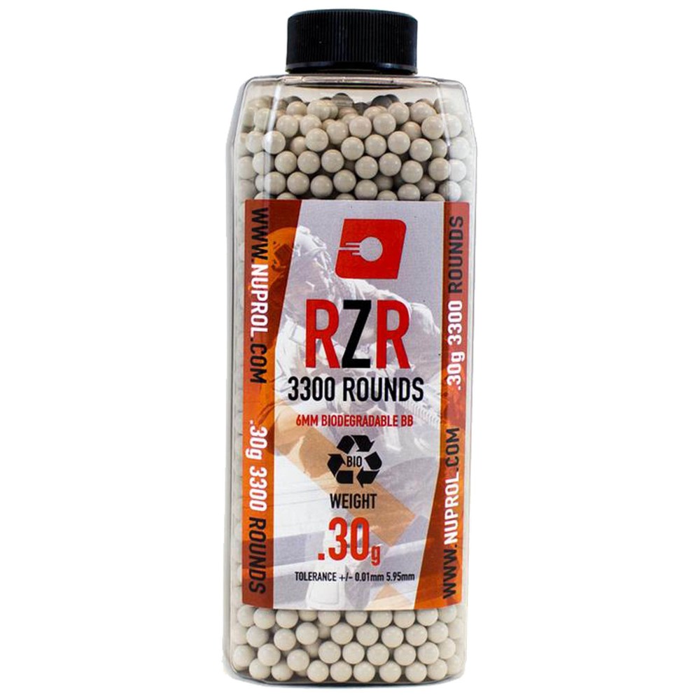 Billes Airsoft 6mm RZR 0.30g BIO bouteille 3300 bbs 0,30g 